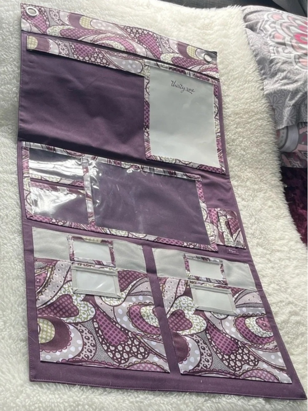 Thirty-one home organizing station in Plum Awesome Blossom floral pattern